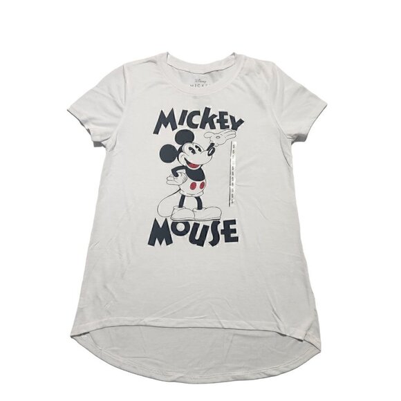 Disney Womens Mickey Mouse Curved‎ T-Shirt White Size Small - Picture 1 of 6